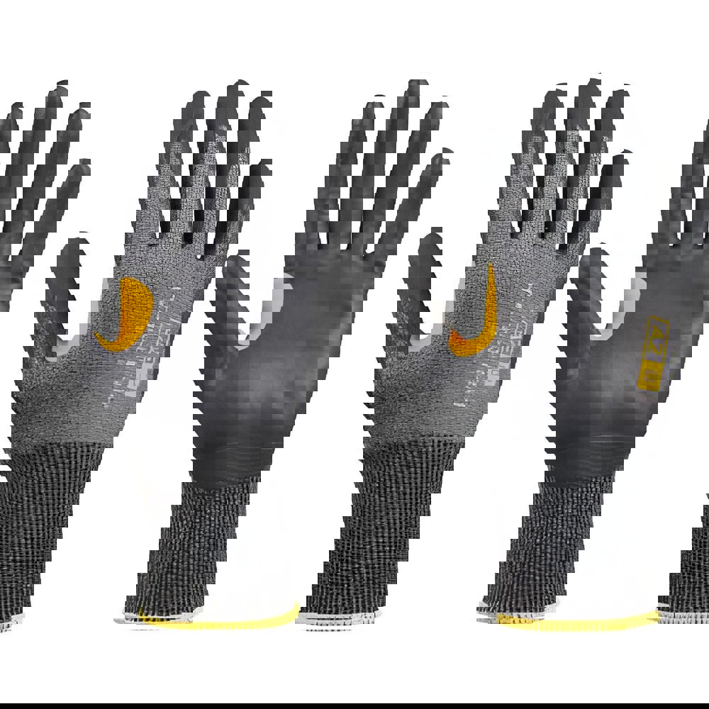 Cut, Puncture & Abrasive-Resistant Gloves: Size L, ANSI Cut A2, ANSI Puncture 1, Nitrile, HPPE